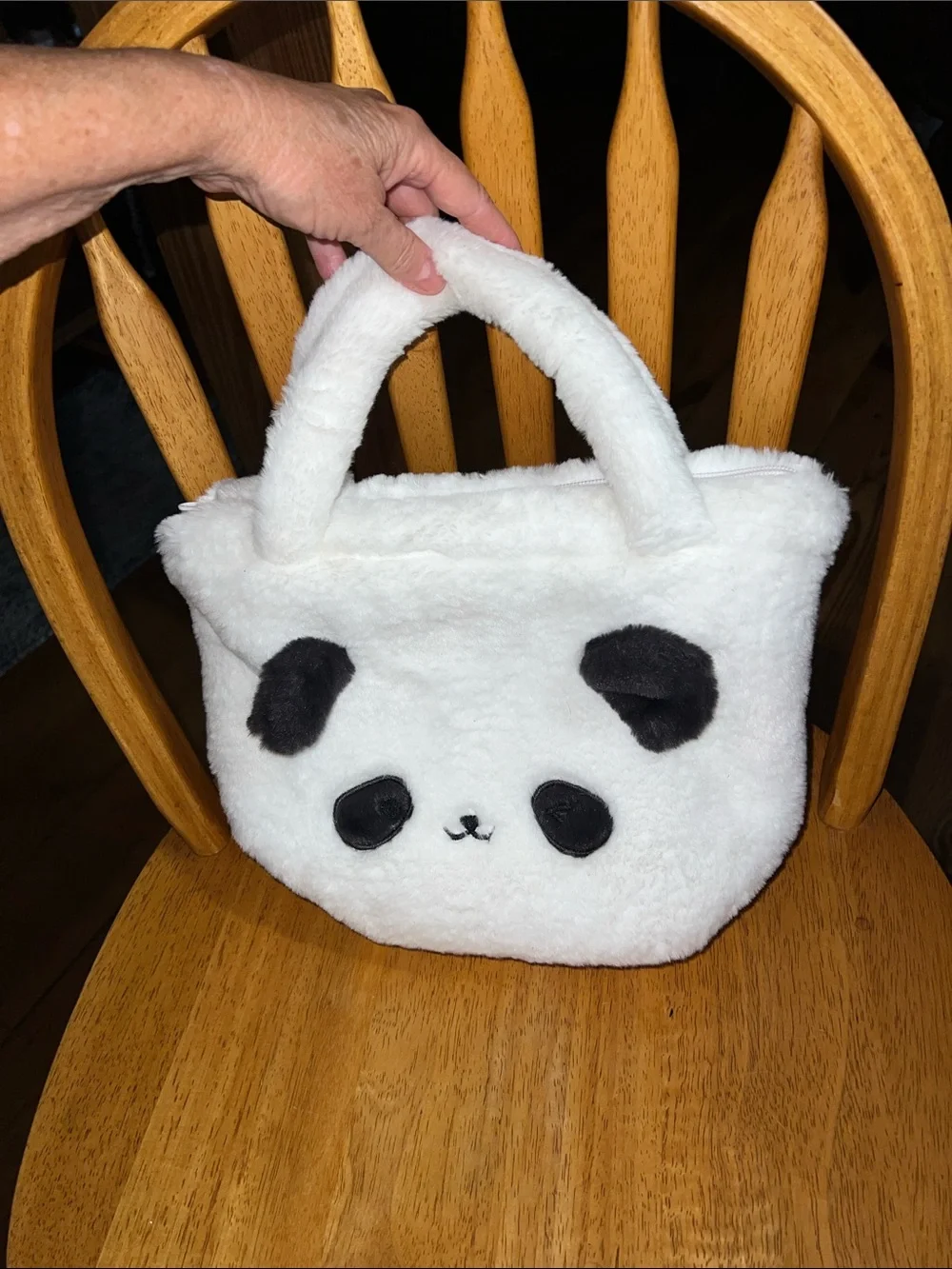 Plush White Panda Kids Handbag with Cute Face